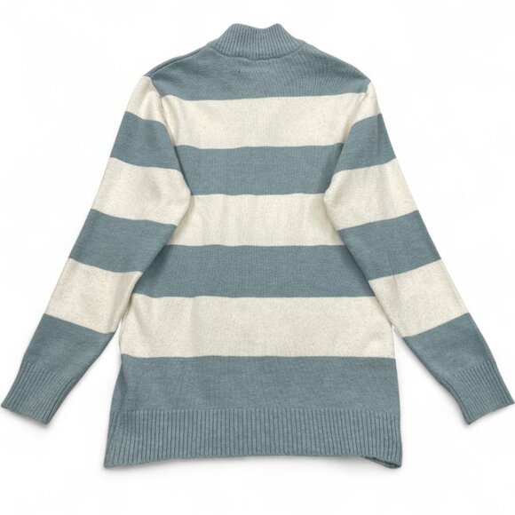 Brooks Brothers Men's Blue White Stripe Zip Collar Lamb Wool Sweater XL Slim Fit - Picture 9 of 9